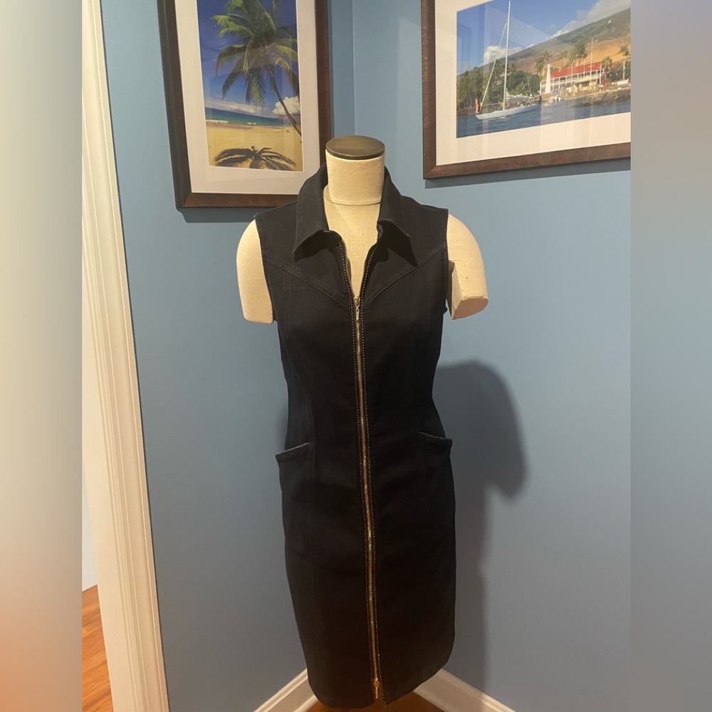 White House black market denim zipper dress